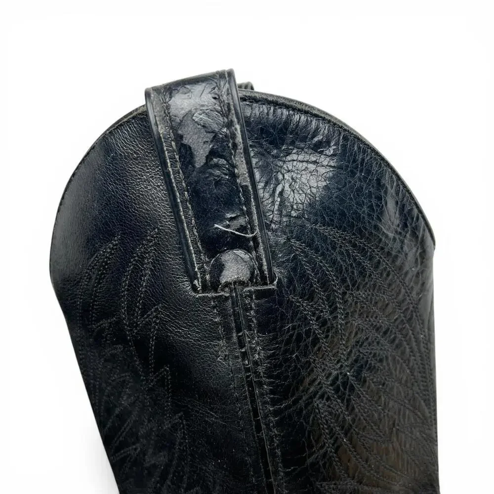 Vintage Black Leather Cowboy Boots